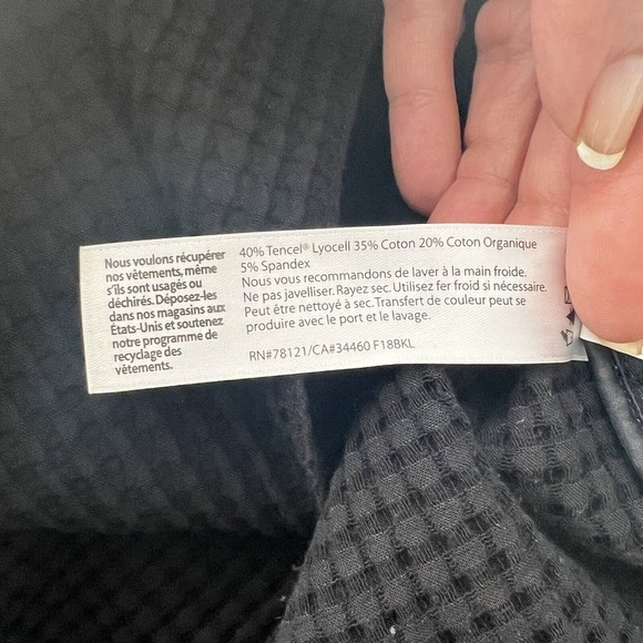 Eileen Fisher Waffle Knit Jacket LARGE Black Stretch LS Lyocell Organic Cotton - Picture 11 of 12